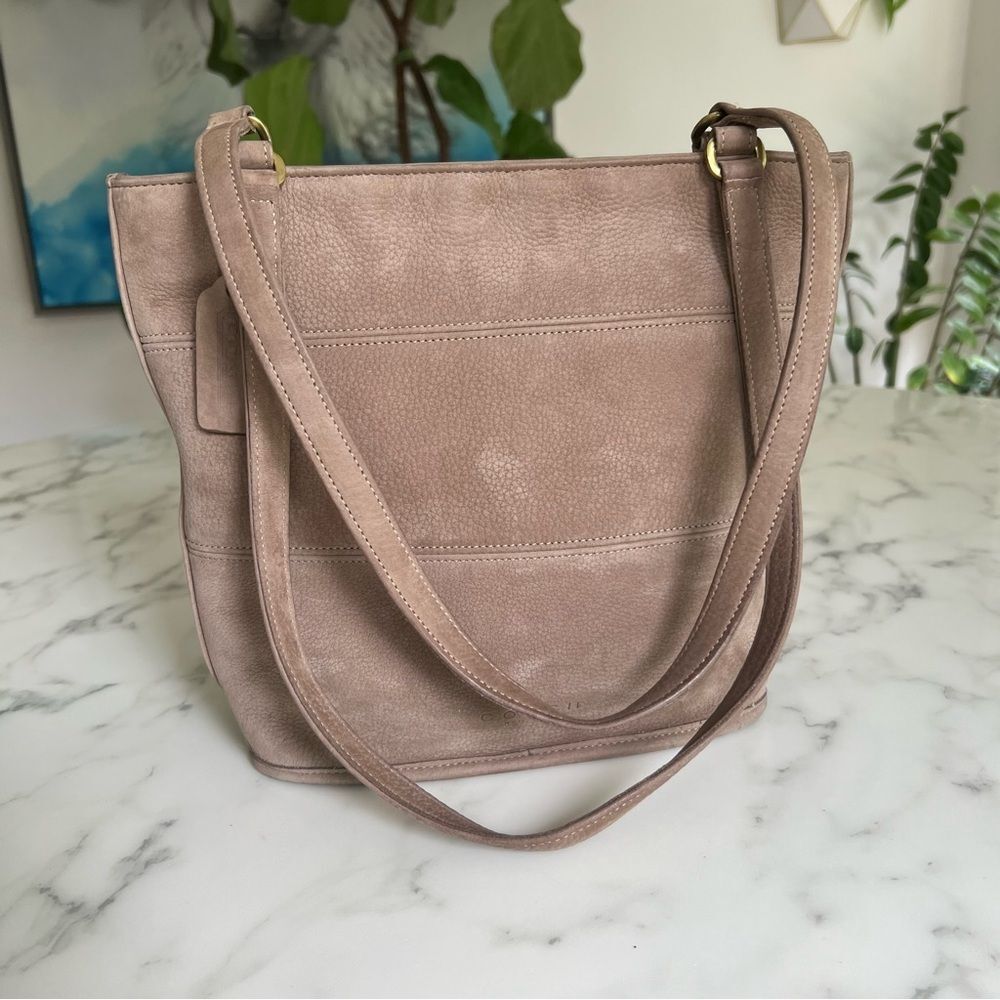COACH Vintage Nubuc Tribeca Shopper Shoulder Bag 4393 Grey Taupe Nubuck 90's USA - Picture 13 of 16